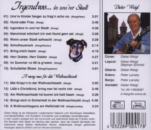 CD - Dieter Weigl - "Irgendwo ... in uns'rer Stadt"